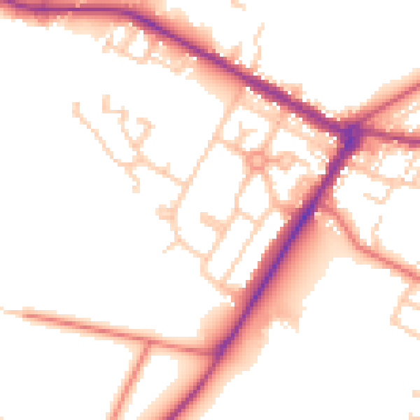 Daytime road noise heatmap for NE25 0EN