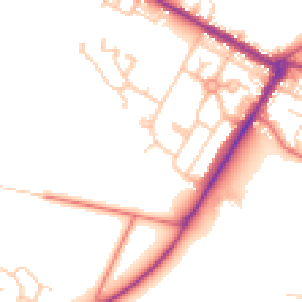 Daytime road noise heatmap for NE25 0ER