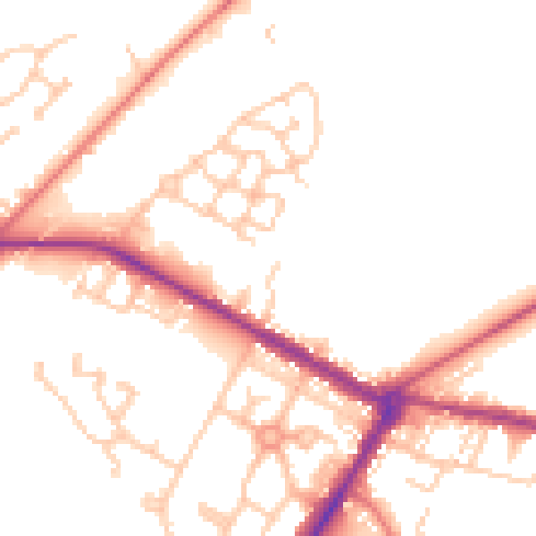 Daytime road noise heatmap for NE25 0EY