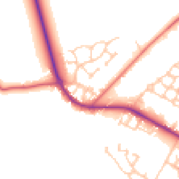 Daytime road noise heatmap for NE25 0FA