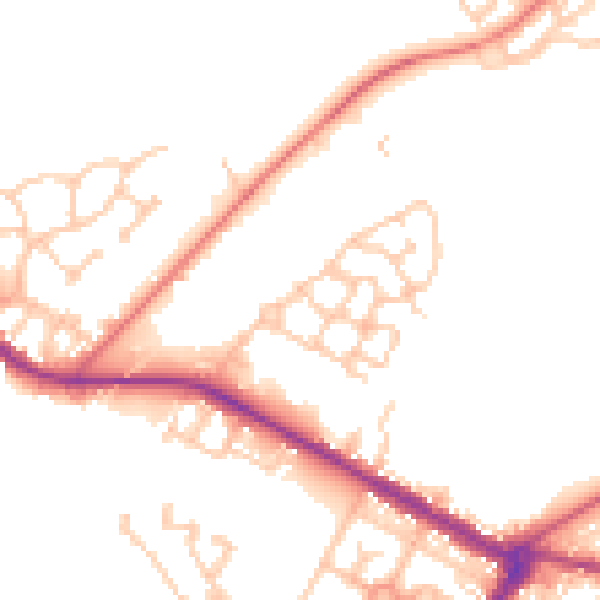 Daytime road noise heatmap for NE25 0FE