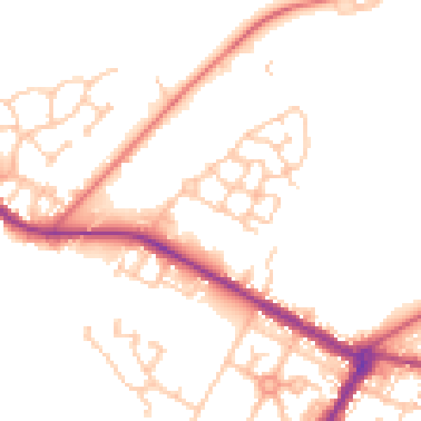 Daytime road noise heatmap for NE25 0FF