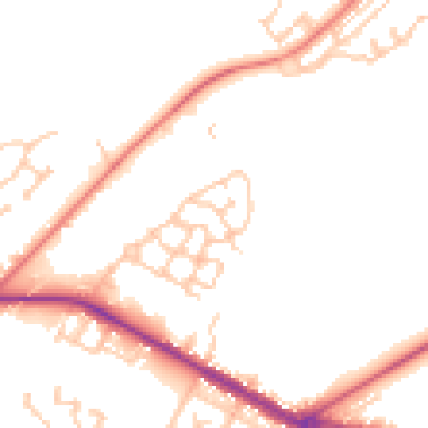 Daytime road noise heatmap for NE25 0FN