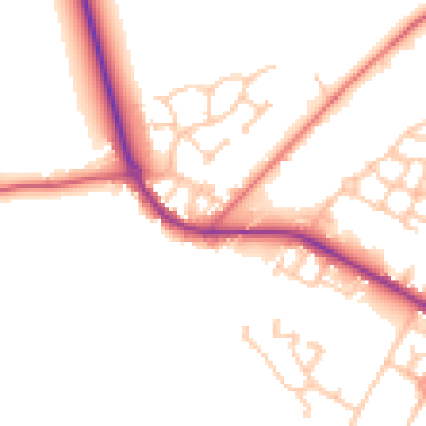 Daytime road noise heatmap for NE25 0FT