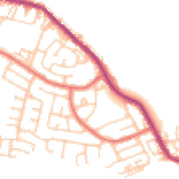 Daytime road noise heatmap for NE25 0HH