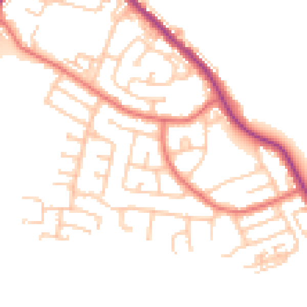 Daytime road noise heatmap for NE25 0HS