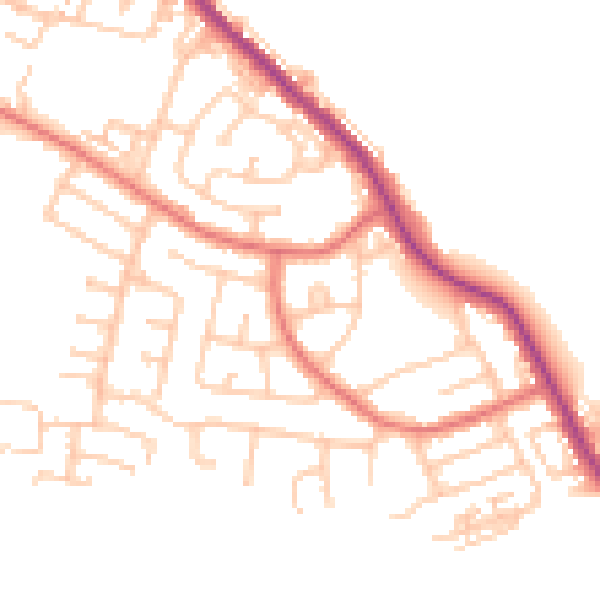 Daytime road noise heatmap for NE25 0HX