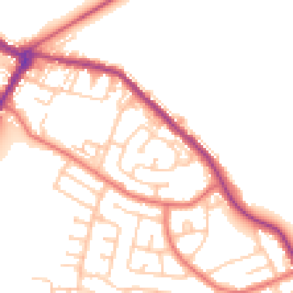 Daytime road noise heatmap for NE25 0JD