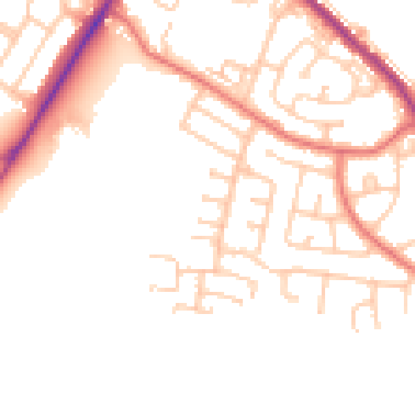 Daytime road noise heatmap for NE25 0JF