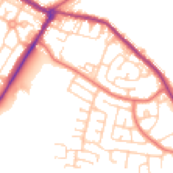Daytime road noise heatmap for NE25 0JJ