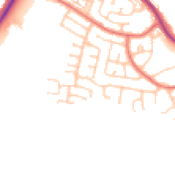 Daytime road noise heatmap for NE25 0JT