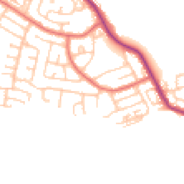 Daytime road noise heatmap for NE25 0LA