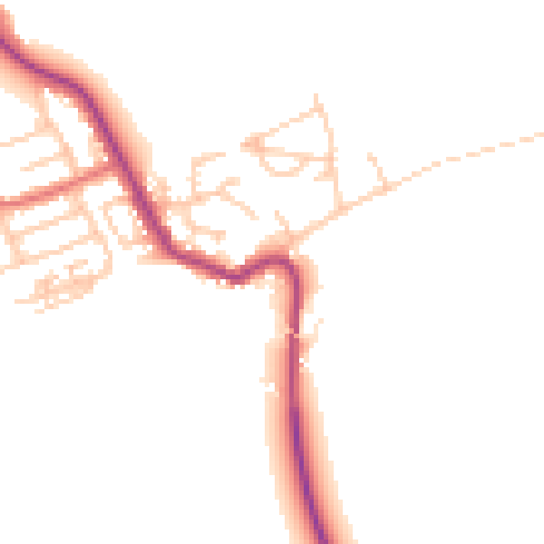 Daytime road noise heatmap for NE25 0LJ