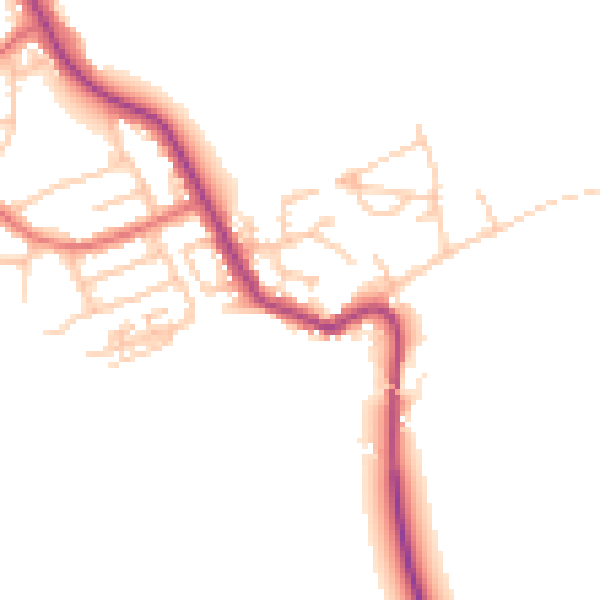 Daytime road noise heatmap for NE25 0LR