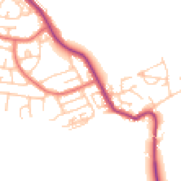 Daytime road noise heatmap for NE25 0NA