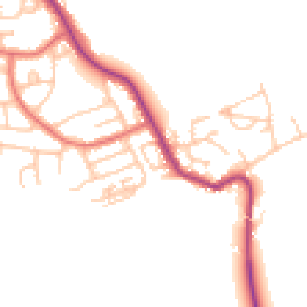 Daytime road noise heatmap for NE25 0NB