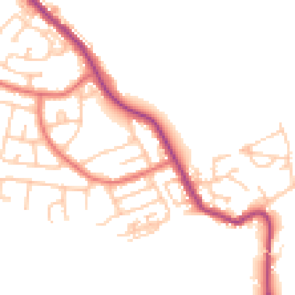 Daytime road noise heatmap for NE25 0NE