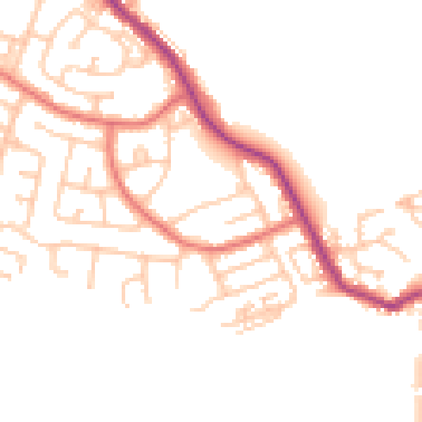 Daytime road noise heatmap for NE25 0NG
