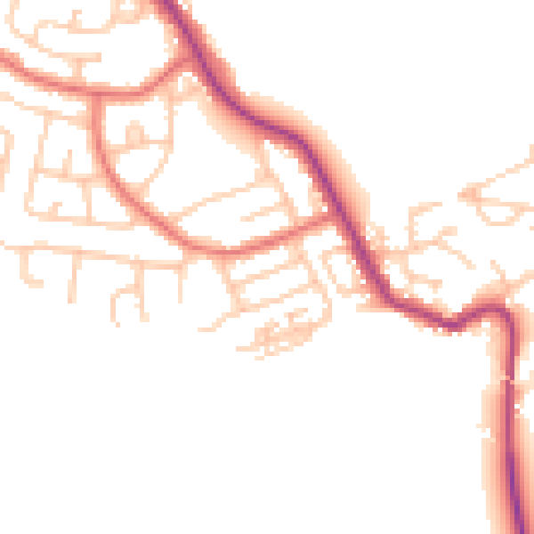 Daytime road noise heatmap for NE25 0NH