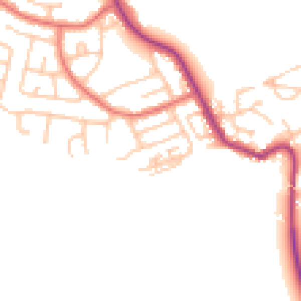 Daytime road noise heatmap for NE25 0NJ