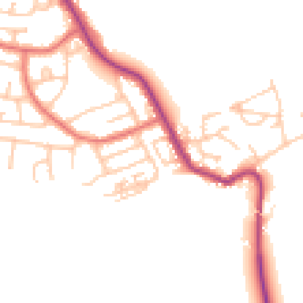 Daytime road noise heatmap for NE25 0NL