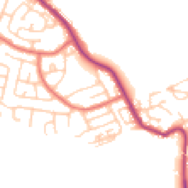 Daytime road noise heatmap for NE25 0NQ
