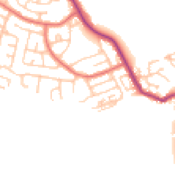 Daytime road noise heatmap for NE25 0NW