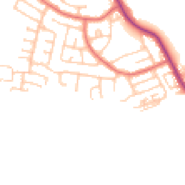 Daytime road noise heatmap for NE25 0PB