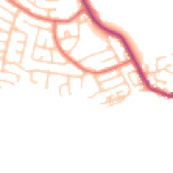 Daytime road noise heatmap for NE25 0PD