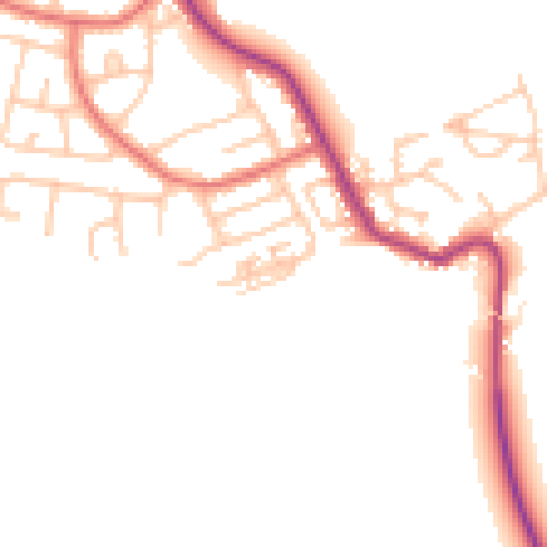 Daytime road noise heatmap for NE25 0PH