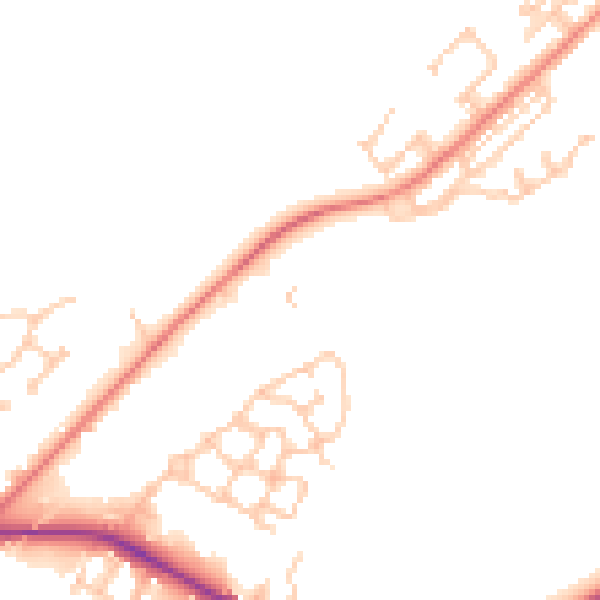 Daytime road noise heatmap for NE25 0PN