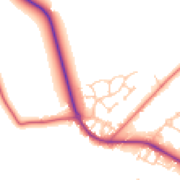 Daytime road noise heatmap for NE25 0PU