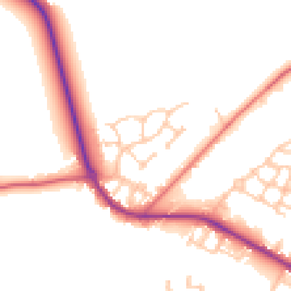 Daytime road noise heatmap for NE25 0PY