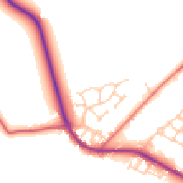 Daytime road noise heatmap for NE25 0QD