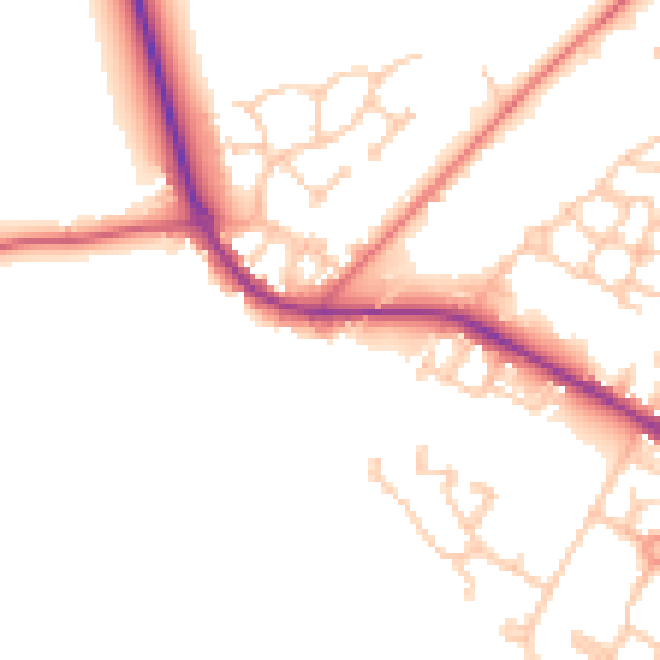 Daytime road noise heatmap for NE25 0QX