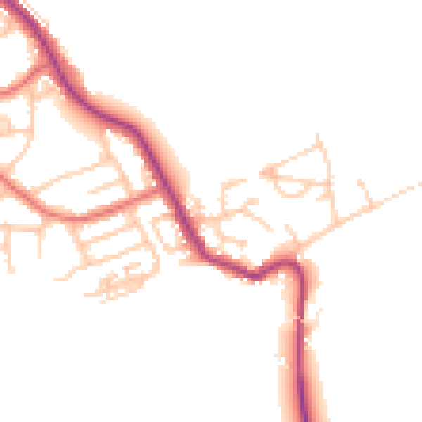 Daytime road noise heatmap for NE25 0TR