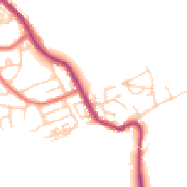 Daytime road noise heatmap for NE25 0TS