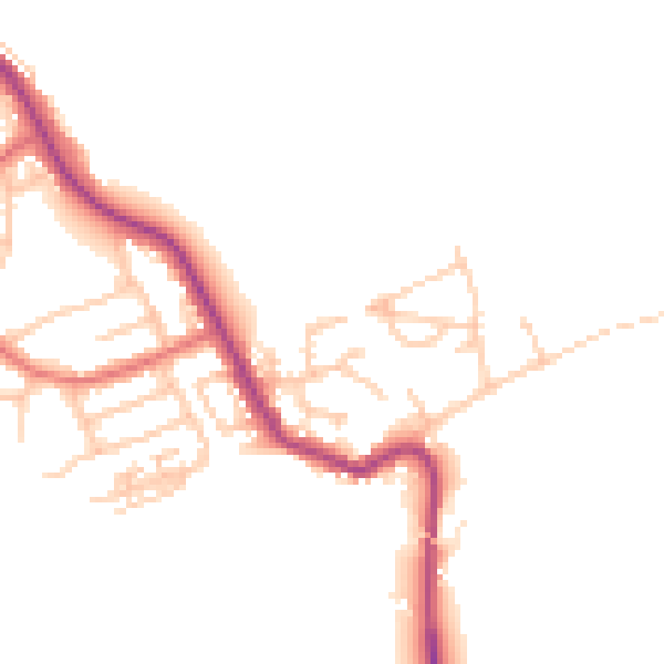 Daytime road noise heatmap for NE25 0TT