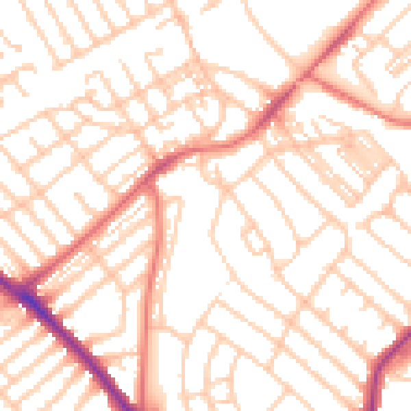 Daytime road noise heatmap for NE25 8AB