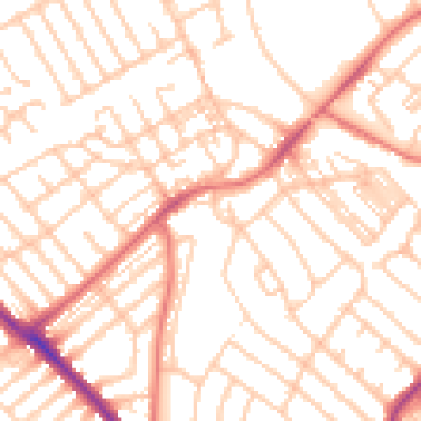Daytime road noise heatmap for NE25 8AD