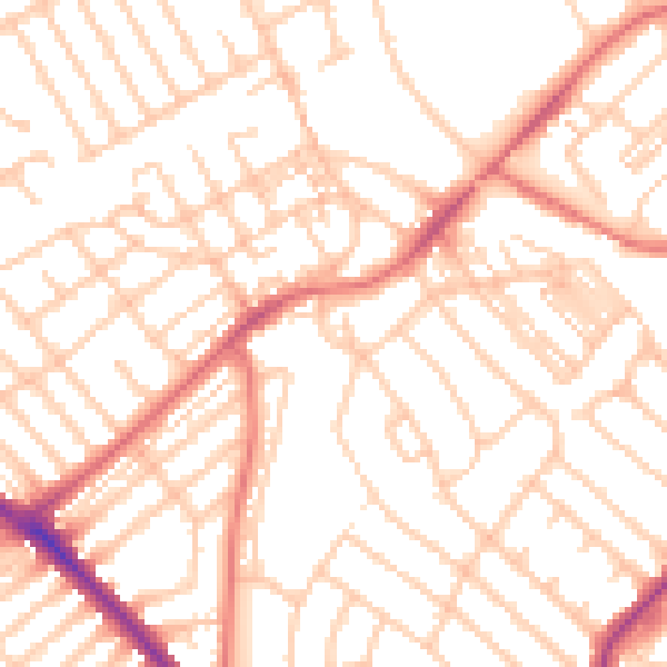 Daytime road noise heatmap for NE25 8AG