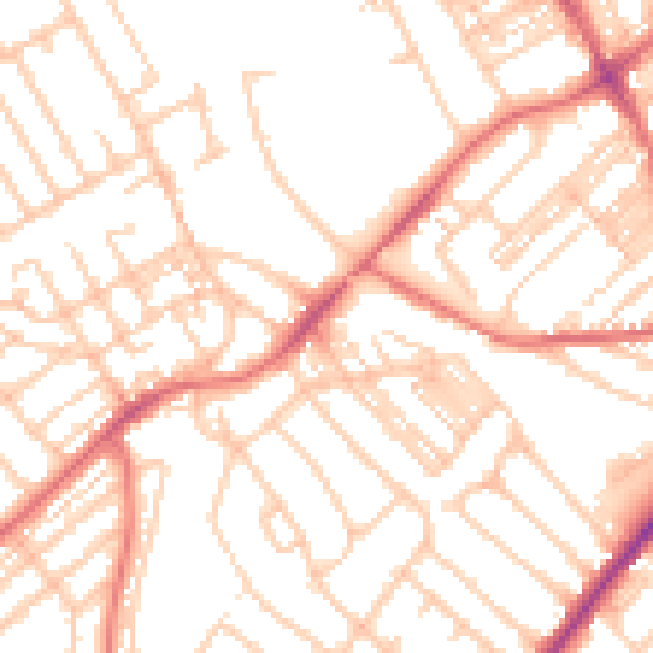 Daytime road noise heatmap for NE25 8AL