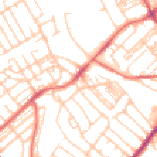 Daytime road noise heatmap for NE25 8AN
