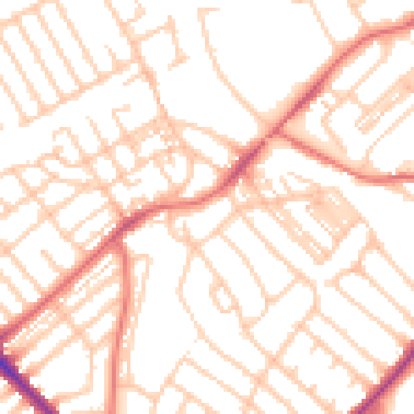 Daytime road noise heatmap for NE25 8AP
