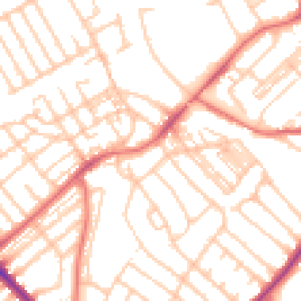 Daytime road noise heatmap for NE25 8AQ