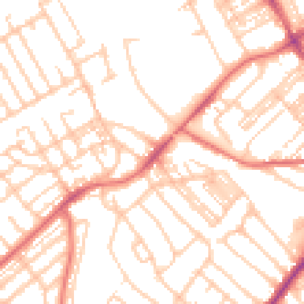 Daytime road noise heatmap for NE25 8DF