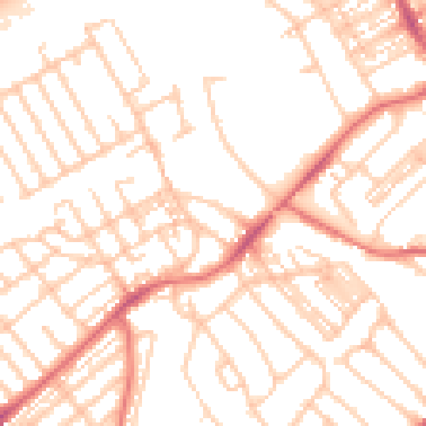 Daytime road noise heatmap for NE25 8DG