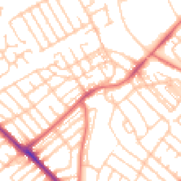 Daytime road noise heatmap for NE25 8DL