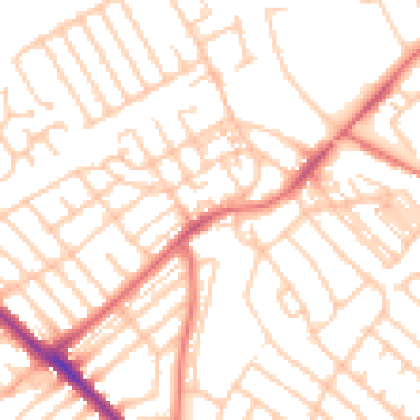 Daytime road noise heatmap for NE25 8DR