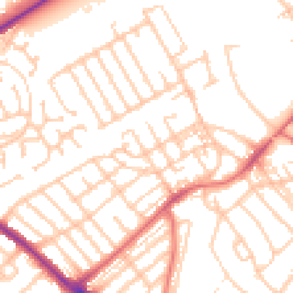 Daytime road noise heatmap for NE25 8EG